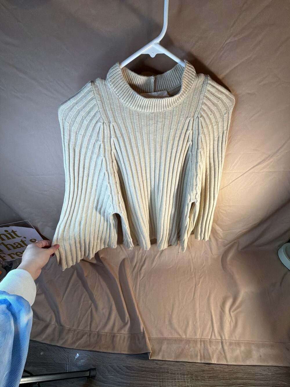 ba&sh Ribbed Mock Neck Sweater Ivory